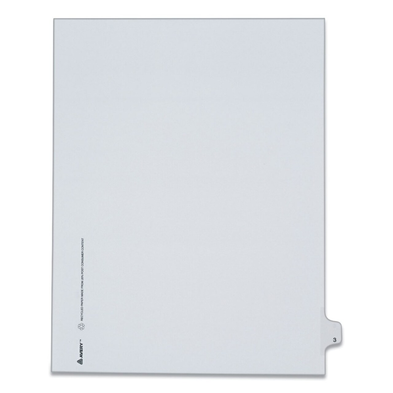 Avery 10-Tab "3" 11 in. x 8.5 in. Allstate Style Preprinted Legal Exhibit Side Tab Index Dividers - White (25/Pack)
